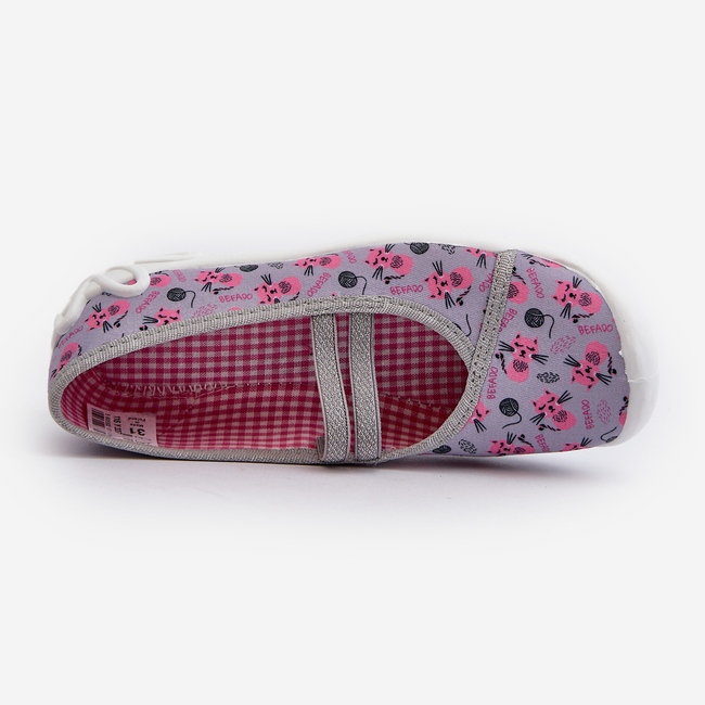Befado Pantofole ballerine per bambine con gattini 116Y327 Grigio e Rosa 1