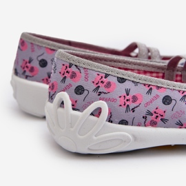 Befado Pantofole ballerine per bambine con gattini 116Y327 Grigio e Rosa 2