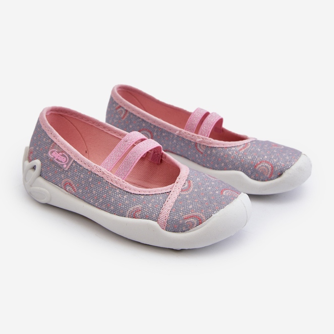 Pantofole ballerina con motivo Befado 116X328 Grigio e rosa 1