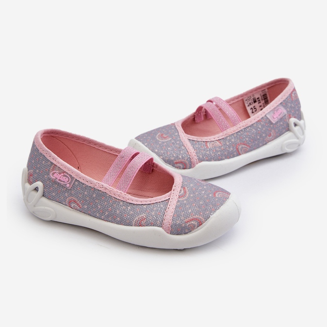 Pantofole ballerina con motivo Befado 116X328 Grigio e rosa 2