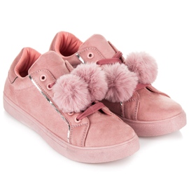 Groto Gogo Sneakers in camoscio con pompon rosa 1