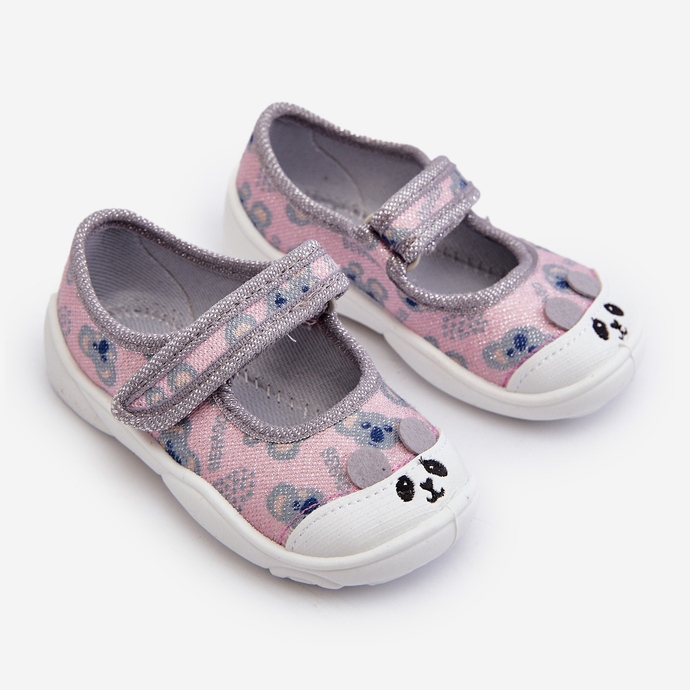 Pantofole ballerina Befado con orsetto 209P038 Grigio-Rosa 1