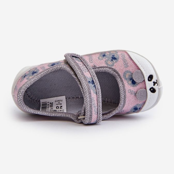 Pantofole ballerina Befado con orsetto 209P038 Grigio-Rosa 2