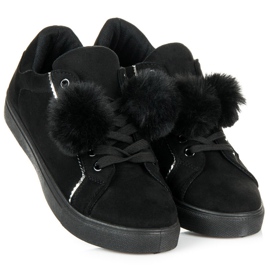 Groto Gogo Sneakers in camoscio con pompon nero 1