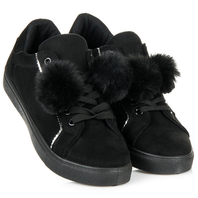 Groto Gogo Sneakers in camoscio con pompon nero 1