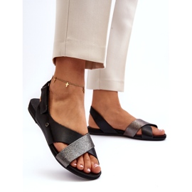 Zazoo 40141 Sandali in pelle con velcro, neri nero 1