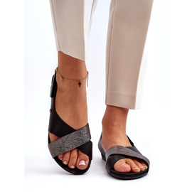 Zazoo 40141 Sandali in pelle con velcro, neri nero 3