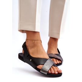 Zazoo 40141 Sandali in pelle con velcro, neri nero 2