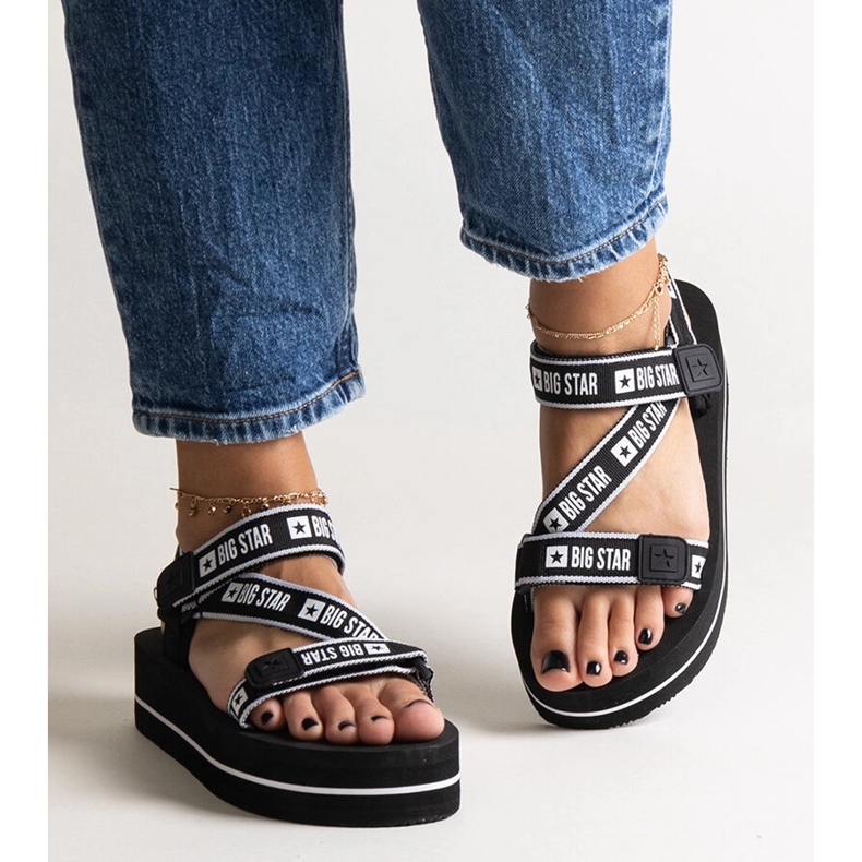 Sandali neri con plateau Big Star NN274A525 nero 1