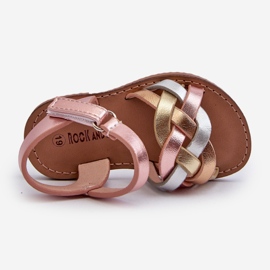 Sandali Da Bambino Chiusura Con Velcro Con Cinturini Intrecciati Multicolor Dianttha rosa 2