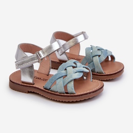Sandali da Bambino Chiusura con Velcro e Cinturini Intrecciati Blu Dianttha 1