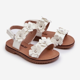 Sandali da Bambino Laccati Decorati con Fiori, Tinette Bianco 1