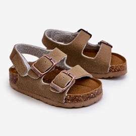 Sandali per bambini su piattaforma in sughero, chiusura con velcro, Rorria kaki beige 1