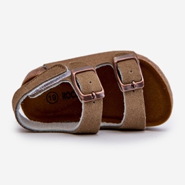 Sandali per bambini su piattaforma in sughero, chiusura con velcro, Rorria kaki beige 2