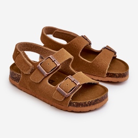 Sandali per bambini su plateau in sughero, chiusura con velcro, Camel Rorria marrone 1