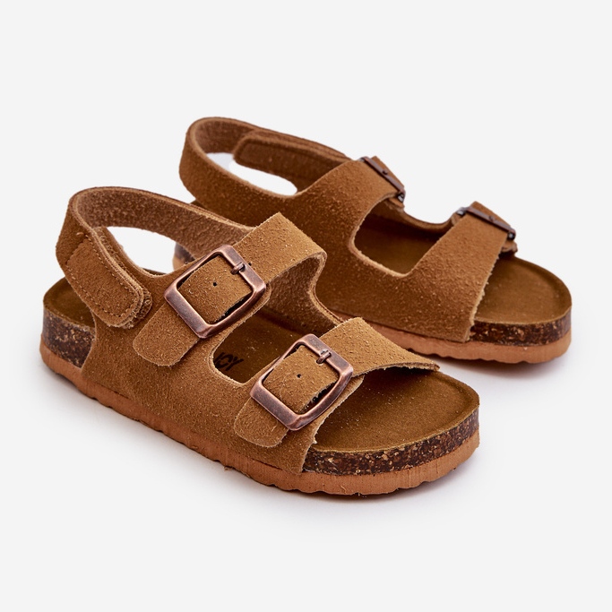 Sandali per bambini su plateau in sughero, chiusura con velcro, Camel Rorria marrone 1