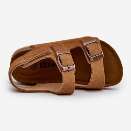Sandali per bambini su plateau in sughero, chiusura con velcro, Camel Rorria marrone 2
