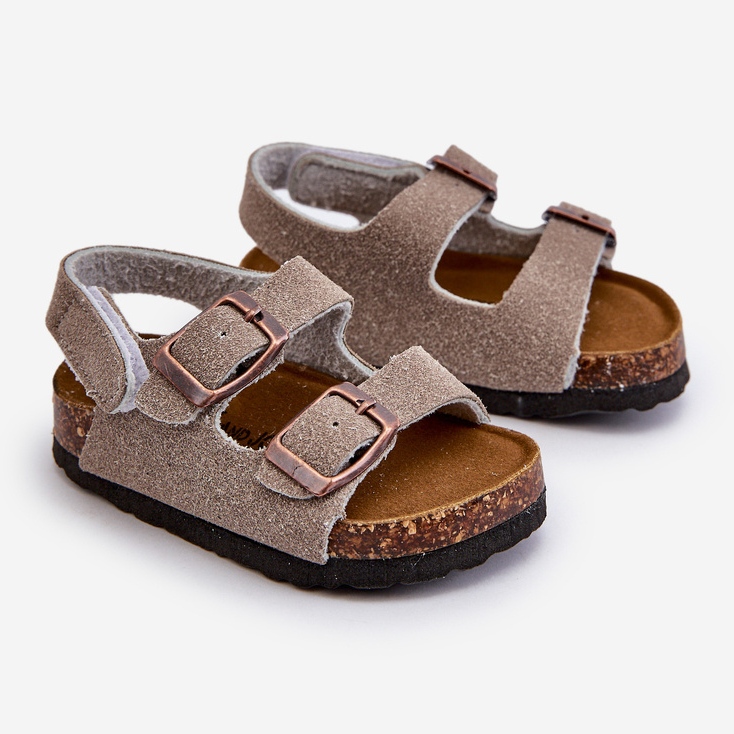 Sandali per bambini su piattaforma in sughero, chiusura con velcro, Rorria grigia grigio 1