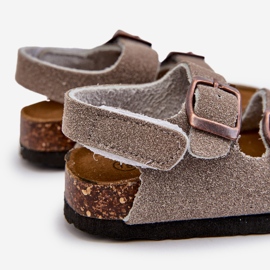 Sandali per bambini su piattaforma in sughero, chiusura con velcro, Rorria grigia grigio 2