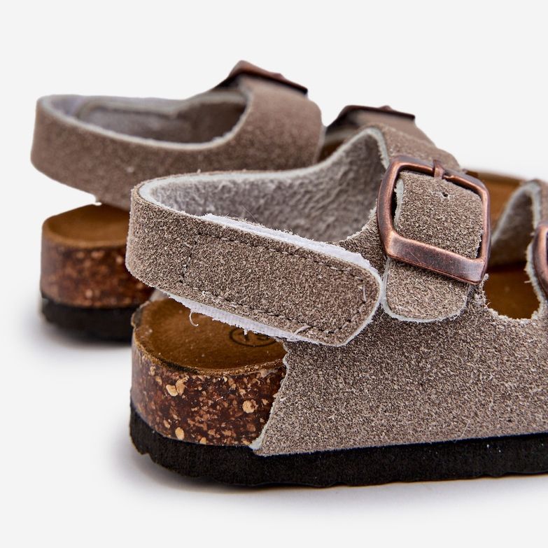 Sandali per bambini su piattaforma in sughero, chiusura con velcro, Rorria grigia grigio 2