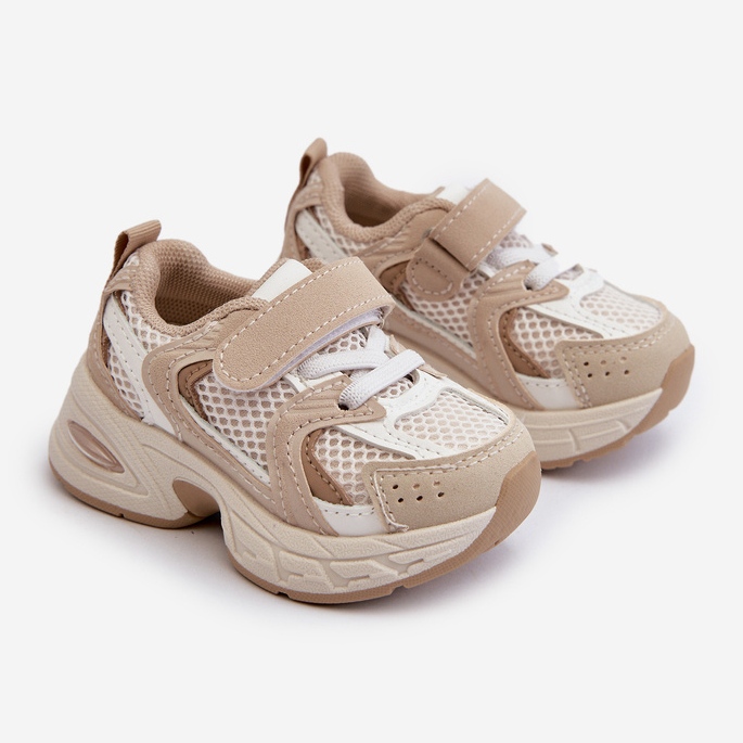 Scarpe Sportive da Bambino Sneakers con Velcro, Rulagia Beige 1