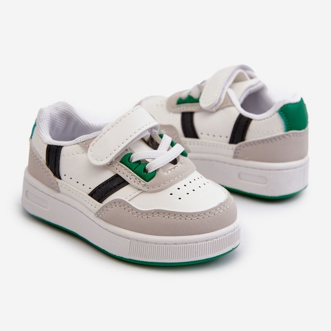 Scarpe sportive classiche da bambino bianche e verdi Marlin bianca 2