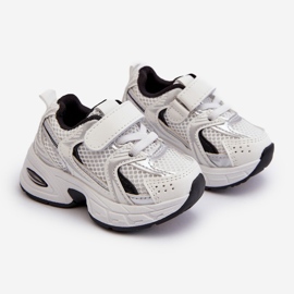Scarpe da ginnastica con velcro per bambini bianche e nere Ephona bianca 1