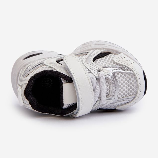 Scarpe da ginnastica con velcro per bambini bianche e nere Ephona bianca 2