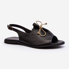 Sandali piatti in pelle Zazoo 2898 Neri nero 2