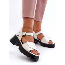 Sandali femminili con eco-pelle con tacchi alti e piattaforma bianca Vinceza 36257 bianco 1