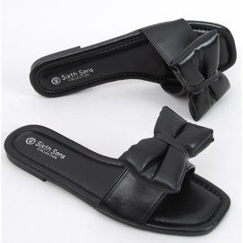 Ciabatte Mili nere con fiocco nero 1