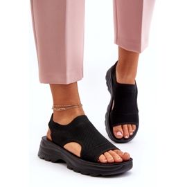 Sandali Sportivi Da Donna Con Suola Spessa, Colore Nero 2