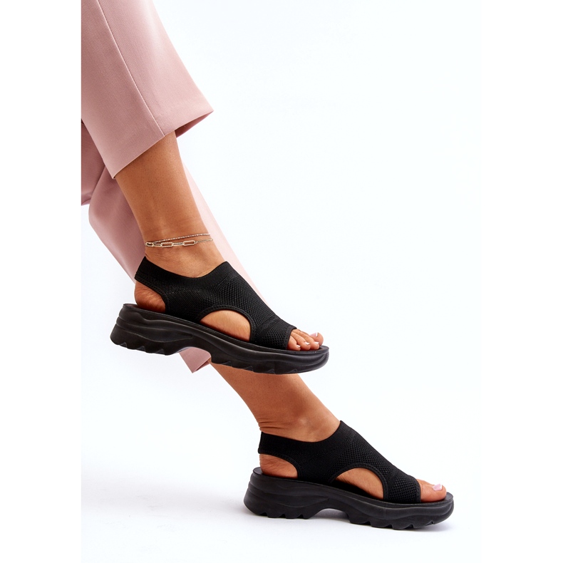 Sandali Sportivi Da Donna Con Suola Spessa, Colore Nero 3