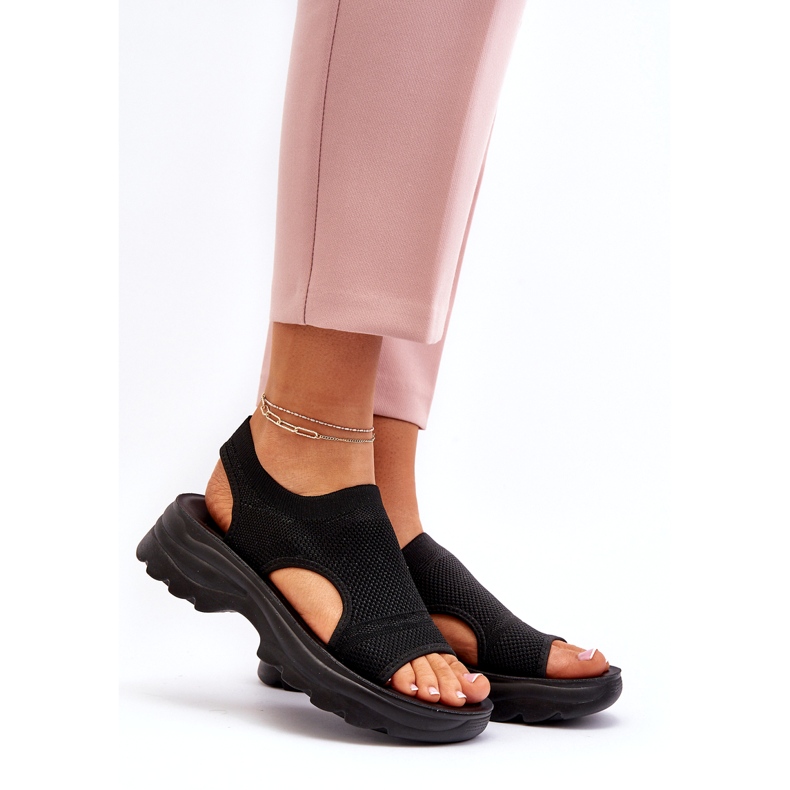 Sandali Sportivi Da Donna Con Suola Spessa, Colore Nero 1