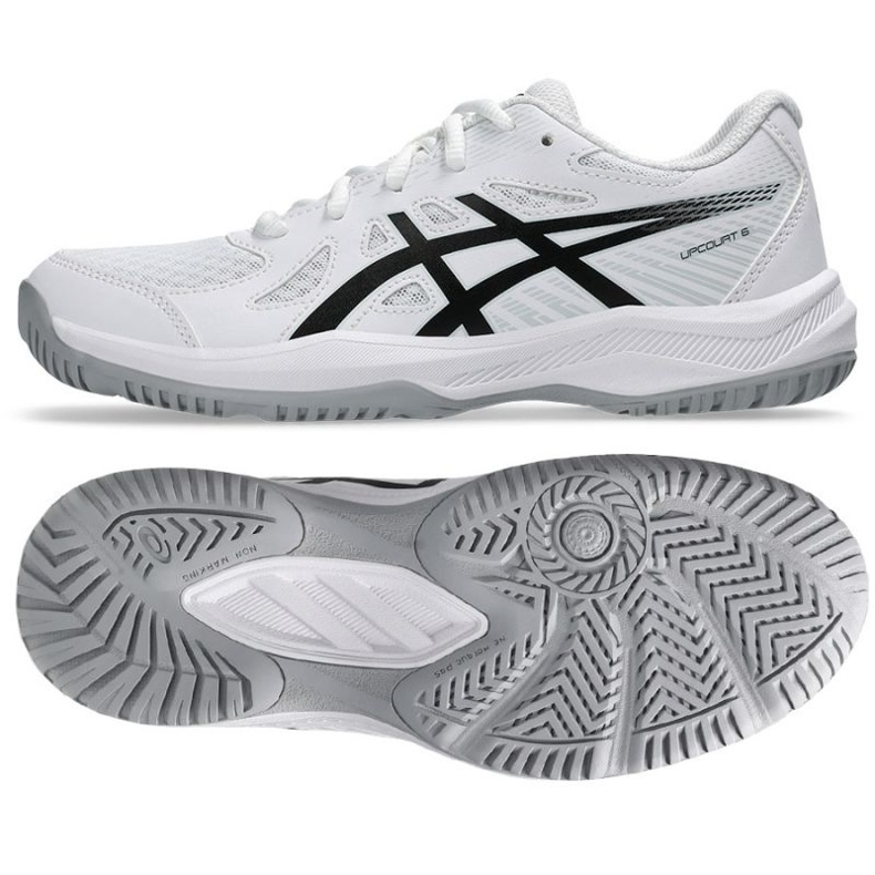 Scarpe da pallavolo Asics Upcourt 6 Gs Jr 1074A045 101 bianca 1