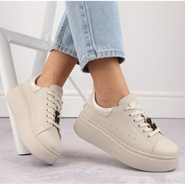 Scarpe con zeppa in pelle con orsetto Vinceza W JAN276A, beige 1