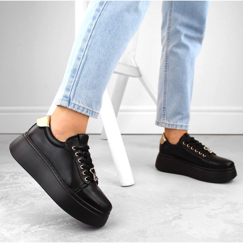 Vinceza W JAN313 scarpe con plateau in pelle nera nero 2