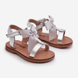 Sandali da bambino con fiocco in velcro, Joratia argento 1