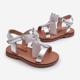 Sandali da bambino con fiocco in velcro, Joratia argento 2