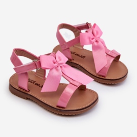 Sandali da bambino in vernice con fiocco in velcro, rosa Joratia 1