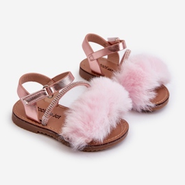 Sandali In Velcro Da Bambino Con Pelliccia, Rosa Rosavere 1