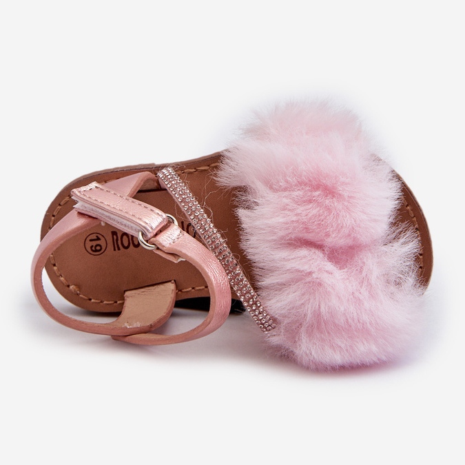 Sandali In Velcro Da Bambino Con Pelliccia, Rosa Rosavere 2