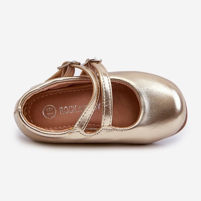 Ballerine da bambino con cinturini Margenis dorati d'oro 1
