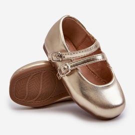 Ballerine da bambino con cinturini Margenis dorati d'oro 2