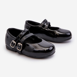 Ballerine da bambina di vernice con cinturini, Nero Margenis 1