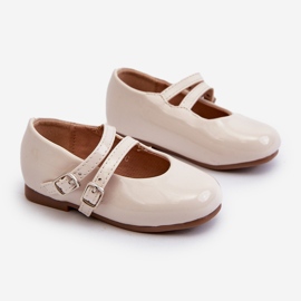 Ballerine da bambina di vernice con cinturini, Beige Margenis 1