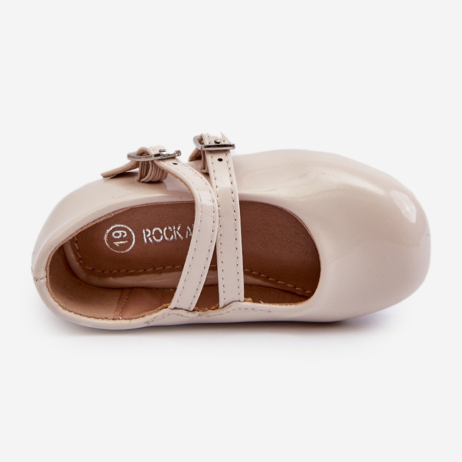 Ballerine da bambina di vernice con cinturini, Beige Margenis 2