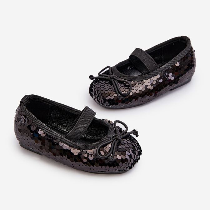 Ballerine da bambino decorate con paillettes, Black Weries nero 1