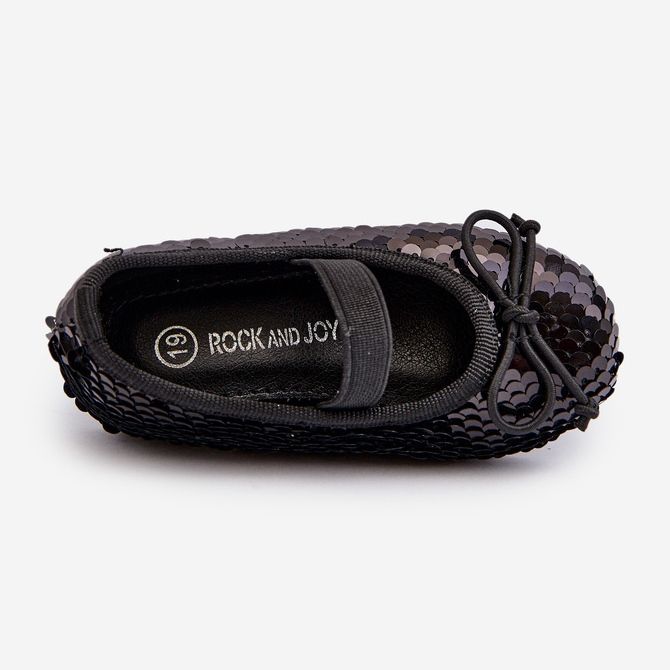 Ballerine da bambino decorate con paillettes, Black Weries nero 2