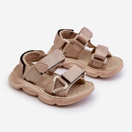 Sandali da bambino con chiusura in velcro, Beige Orretta 1